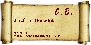 Orsós Benedek névjegykártya